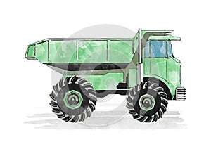 Green dump truck