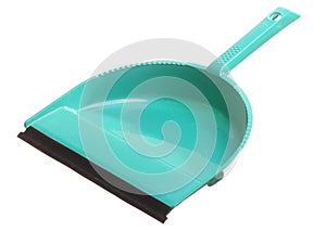 Green dustpan isolated - housework cleaning