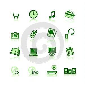 Green e-commerce icons