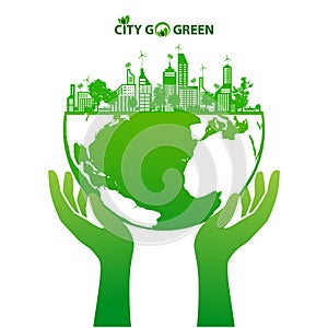 Green earth and city eco concept