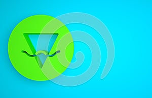 Green Earth element of the symbol alchemy icon isolated on blue background. Basic mystic elements. Minimalism concept