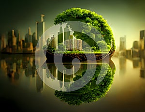 The green earth globe for future human sustainability. Green economy for future. Generated AI