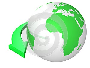 Green earth globesphere with arrow around