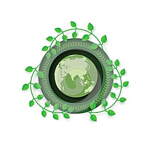 Green earth label and badge.