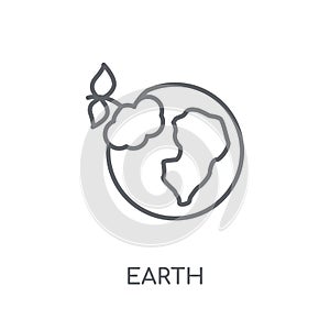 Green earth linear icon. Modern outline Green earth logo concept