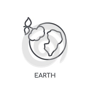 Green earth linear icon. Modern outline Green earth logo concept photo