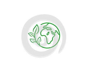 Green Earth Planet With Ecology World Logo Or Icon Design