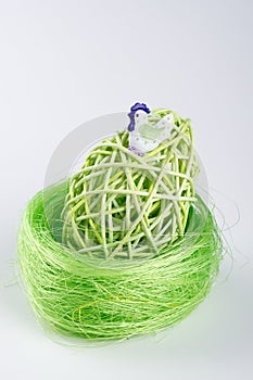 Green Easter Egg in green nest