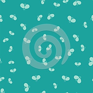Green Easter eggs icon isolated seamless pattern on green background. Two eggs cracking each other. Happy Easter. Vector