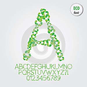 Green Eco Alphabet and Digit Vector