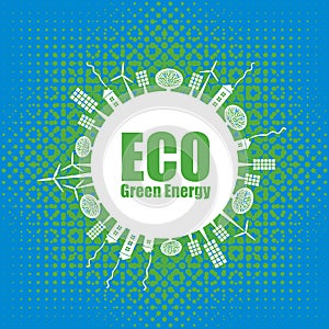 Green ECO banner of alternative energy sources