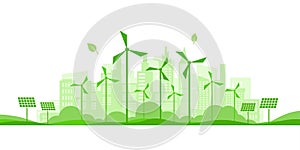 Green eco city background.Ecology and Environment conservation resource sustainable concept.Vector illustration