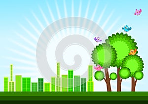 Green Eco city skyline concept