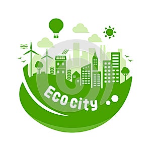 Green eco city vector illustration  ecology concept