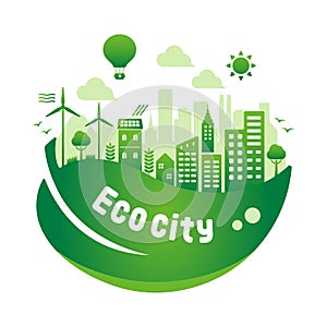 Green eco city vector illustration  ecology concept