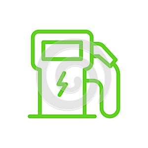 Green eco electric fuel pump icon, Charging point station