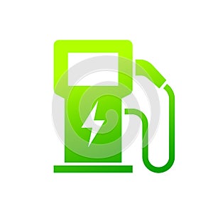 Green eco electric fuel pump icon, Charging point station