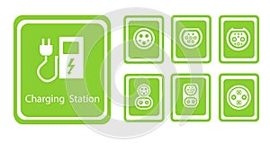 Green Eco Electric Fuel Pump Vector Icon