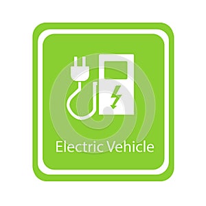 Green Eco Electric Fuel Pump Vector Icon