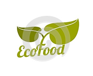 Green eco food logo with leaves