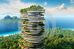 Green eco-friendly building modern ecological sustainable office design concept futuristic city architecture