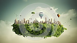 Green eco-friendly concept of saving the world and the environment. Generative AI.