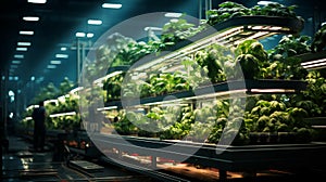 Green eco-friendly hydroponic farm for growing greens and plants