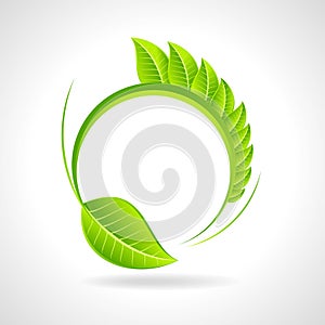 Green eco friendly icon with leaf on circle photo