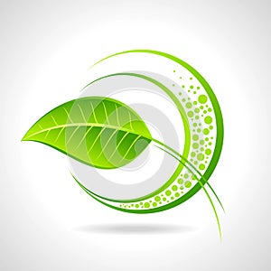 Green eco friendly icon with leaf