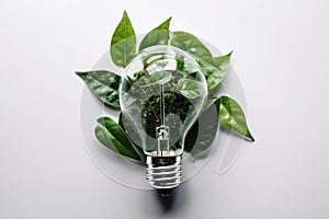 Green eco friendly lightbulb. AI Generated