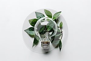 Green eco friendly lightbulb. AI Generated