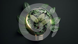 Green eco friendly lightbulb, green energy concept