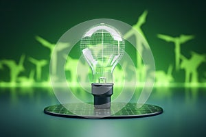 Green eco friendly lightbulb, green energy concept