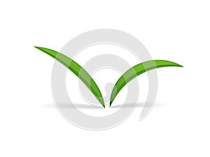Green eco grass two curved leaves stem organic nature botanical blossom 3d icon realistic vector