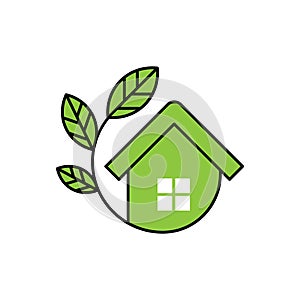 Green Eco Home Logo Icon Vector design illustration. Ecology Home logo icon design concept vector template. Trendy Eco Smart House