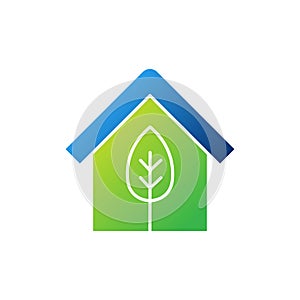 Green Eco Home Logo Icon Vector design illustration. Ecology Home logo icon design concept vector template. Trendy Eco Smart House