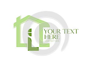 Green eco house building logo and symbol design