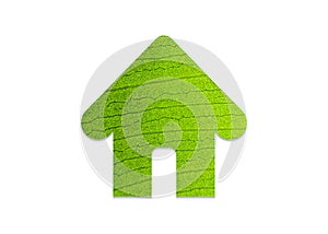 green eco house icon isolated on white background with clipping path