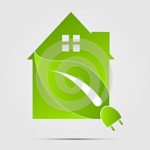 Green Eco House or Logo power plug nature green.vector illustrations