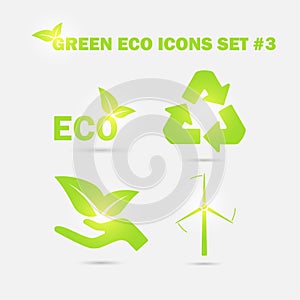 Green eco icons set. Vector illustration