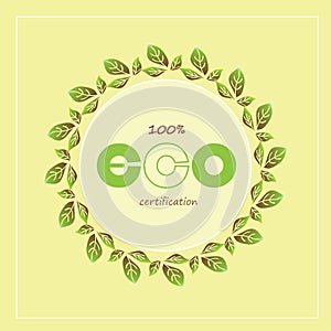 Green eco labels and badges. Vector illustration.