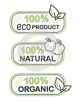 green eco labels for organic product, natural envinment, vegetarian products