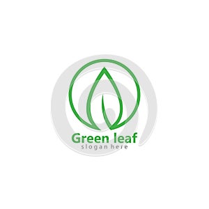 Green eco leaf logo vector icon illustration