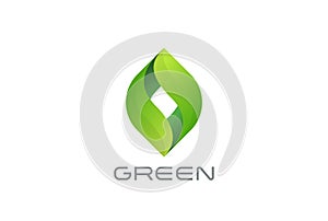 Green Eco Leaves Logo design template. Natural Organic cosmetics spa medicine Logotype concept icon.