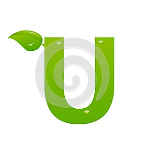 Green eco letter U