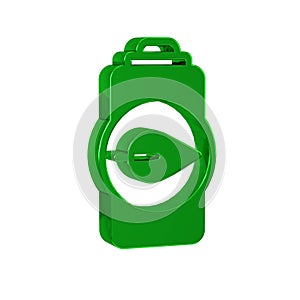 Green Eco nature leaf and battery icon isolated on transparent background. Energy based on ecology saving concept.