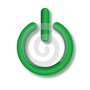 Green eco Power button web icon, vector illustration