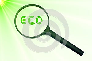 Green eco sign magnifying concentrate or focus