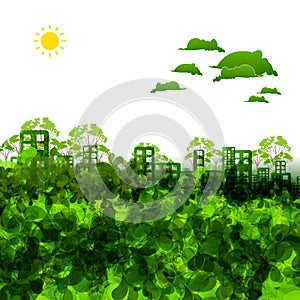 Green eco town illustration