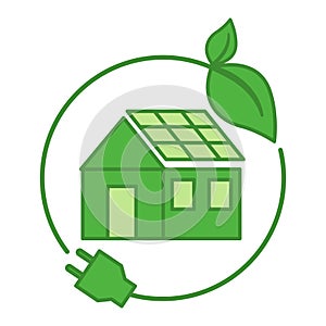 Green Ecohouse Icon.